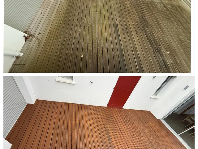 Terrasse côté nord, à l'ombre de la maison toute la journée